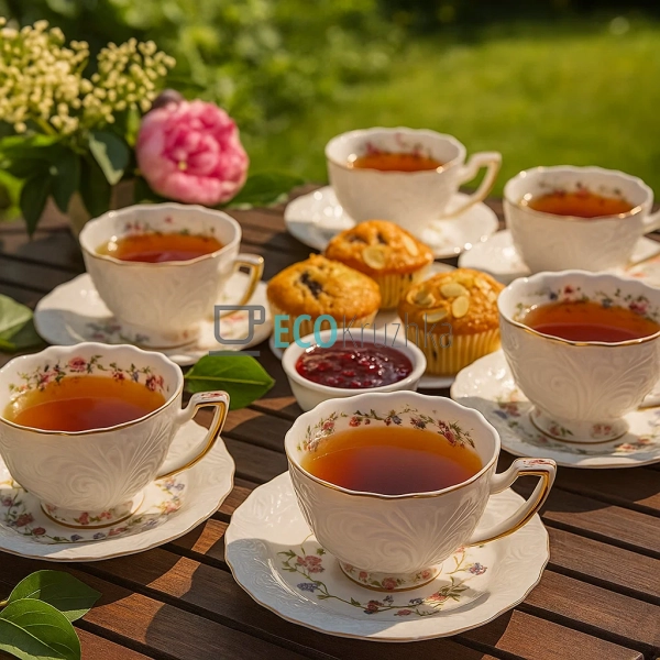 Чайний сервіз порцеляновий на 6 персон Ажур Floral - чаш ...