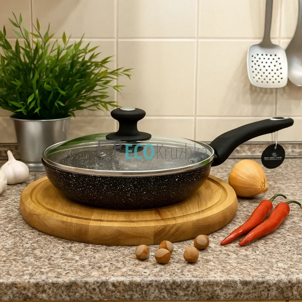 Сковорода 24 см з кришкою та мармуровим покриттям Edenbe ... Сковорода 24 см з кришкою та мармуровим покриттям Edenbe ...