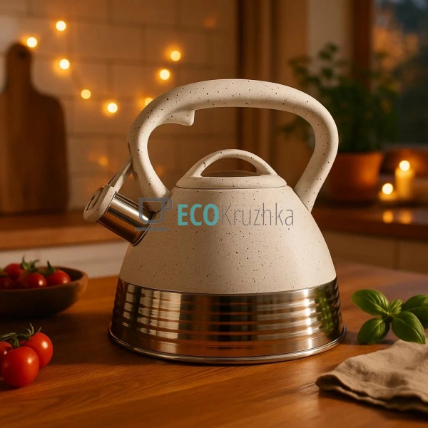 Чайник Edenberg Білий 3л із нержавіючої сталі із свистко ... Чайник Edenberg Білий 3л із нержавіючої сталі із свистко ...