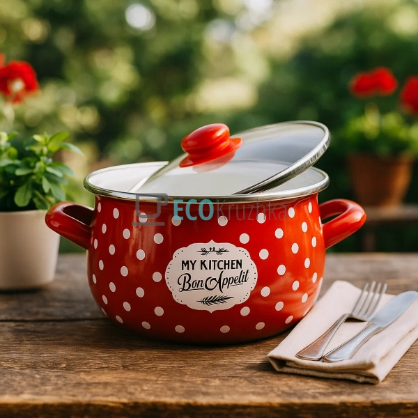 Каструля емальована Interos Bon Appetit 5.1 л (22 см), ч ... Каструля емальована Interos Bon Appetit 5.1 л (22 см), ч ...
