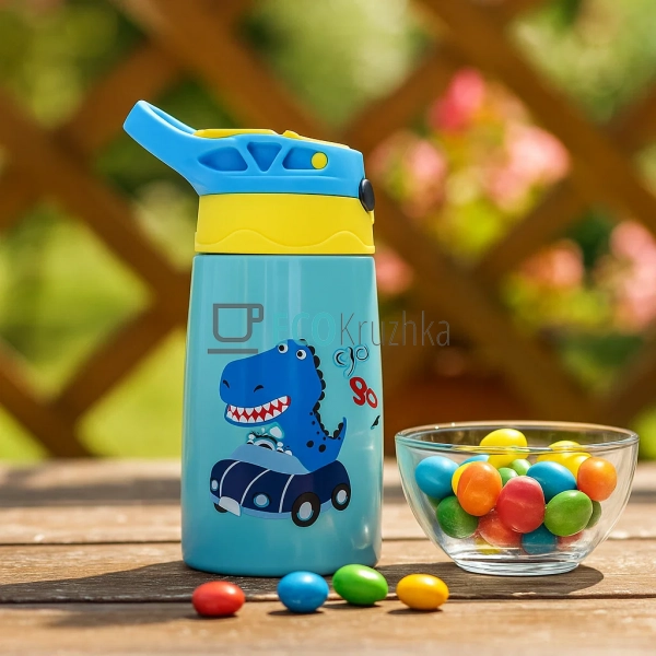 Термос дитячий поїлка з трубочкою 350 мл Динозавр (MT-34 ...