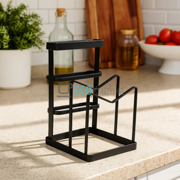 Органайзер кухонний з підставкою під кришки Чорний (R887 ...