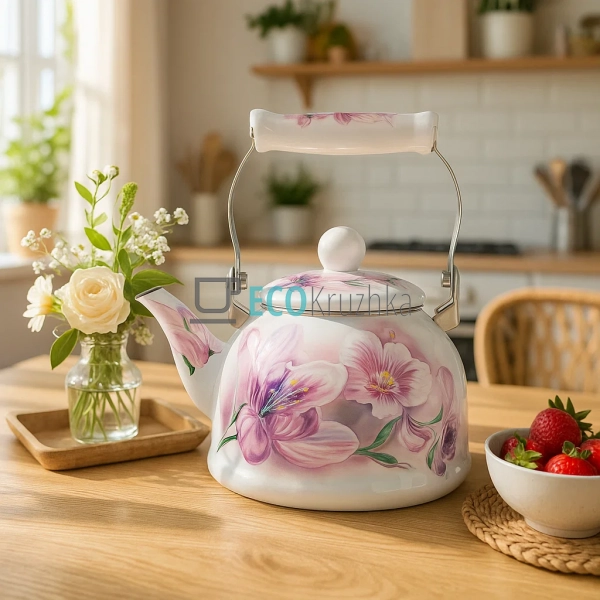 Чайник Емальований 2 л Орхідея (5/L)