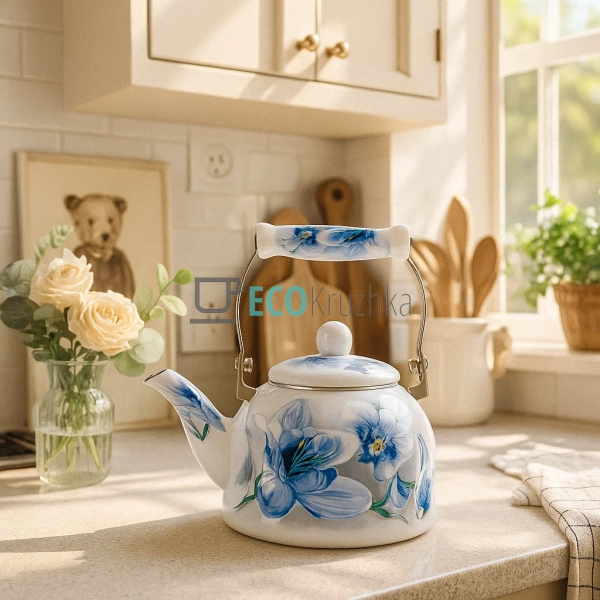 Чайник Емальований 2 л Орхідея (10/L)