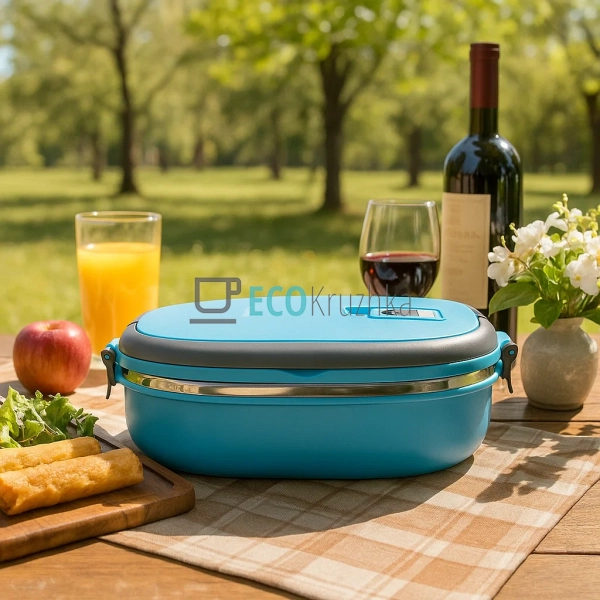 Ланч-бокс 900 мл нержавіючий Kamille блакитний KM-2108