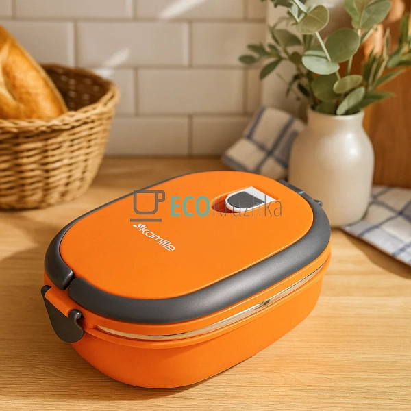 Ланч-бокс 900 мл нержавіючий Kamille помаранчевий KM-2108 Ланч-бокс 900 мл нержавіючий Kamille помаранчевий KM-2108