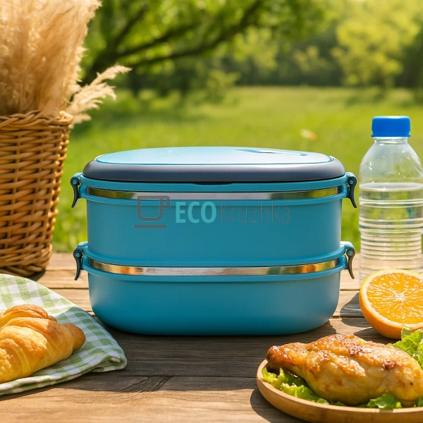 Ланч-бокс подвійний 1800 мл нержавіючий Kamille блакитни ... Ланч-бокс подвійний 1800 мл нержавіючий Kamille блакитни ...