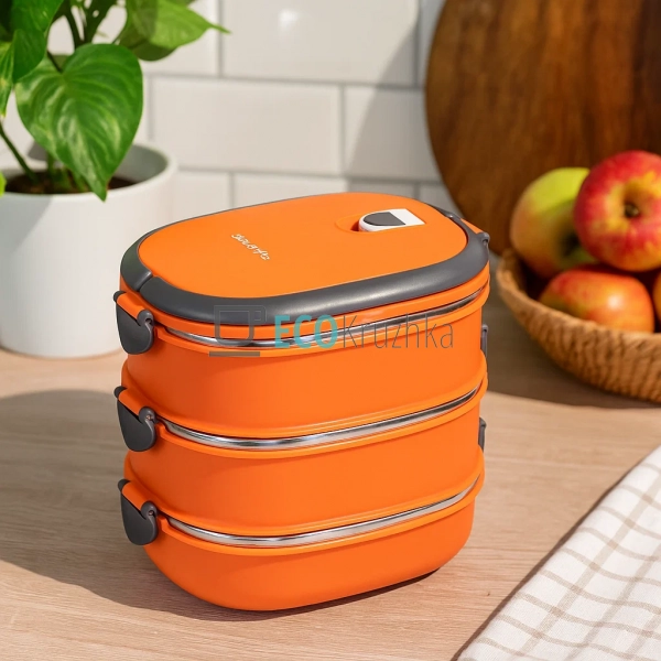 Ланч-бокс потрійний 2700 мл нержавіючий Kamille помаранч ... Ланч-бокс потрійний 2700 мл нержавіючий Kamille помаранч ...