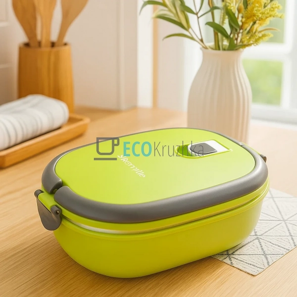 Ланч-бокс 900 мл нержавіючий Kamille салатовий KM-2108 Ланч-бокс 900 мл нержавіючий Kamille салатовий KM-2108