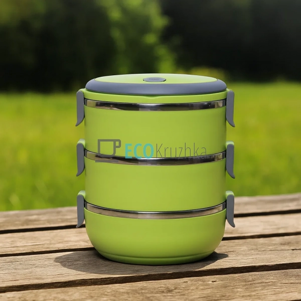Ланч бокс обідній потрійний Kamille 3 х 700 мл Салатовий ... Ланч бокс обідній потрійний Kamille 3 х 700 мл Салатовий ...