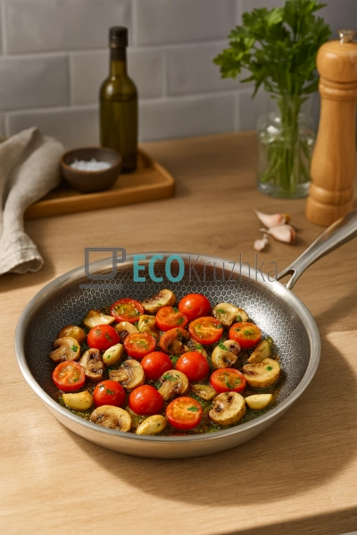 Глибока сковорода нержавіюча професійна з кришкою 20 х 4 ...