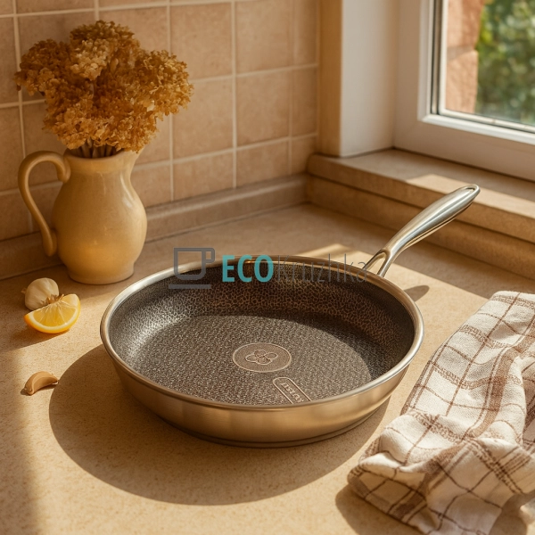 Глибока сковорода нержавіюча професійна з кришкою 22 х 4 ...