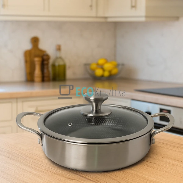 Сотейник нержавіючий професійний з кришкою 24 х 7 см Ede ... Сотейник нержавіючий професійний з кришкою 24 х 7 см Ede ...