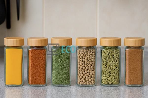 Набір баночок для спецій 120 мл із бамбуковими кришками  ...