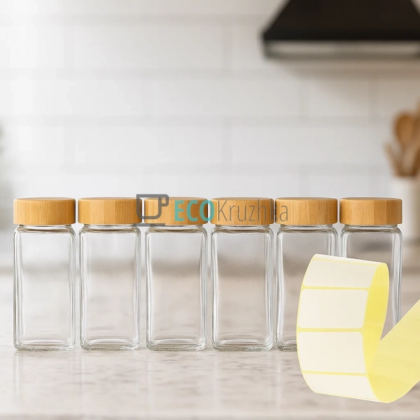 Набір баночок для спецій 120 мл із бамбуковими кришками  ...
