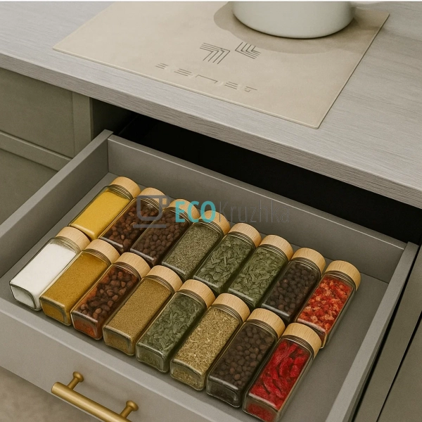 Набір баночок для спецій 120 мл із бамбуковими кришками  ...