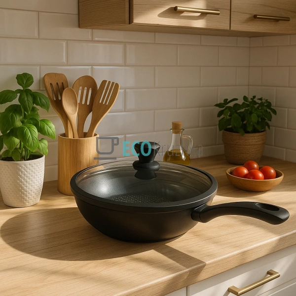 Сковорода Вок (WOK) з алмазним покриттям та скляною криш ...