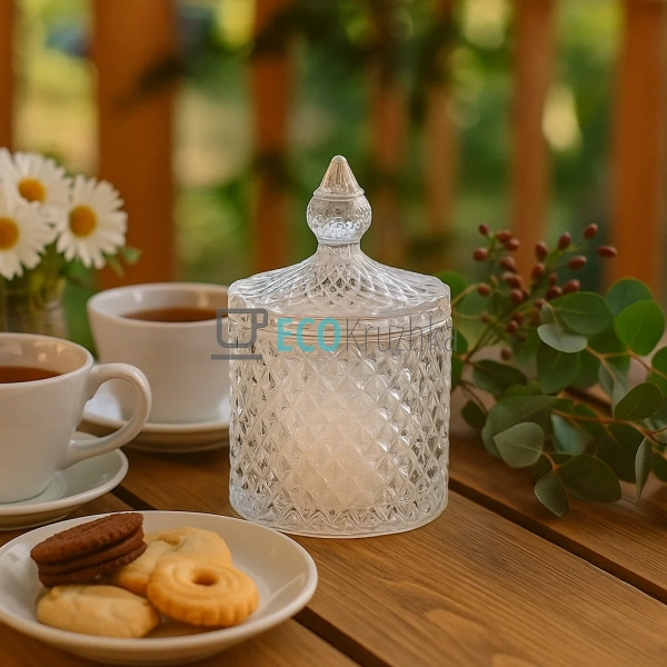 Цукорниця 300мл з кришкою скляна Crystal , Прозора (992- ... Цукорниця 300мл з кришкою скляна Crystal , Прозора (992- ...