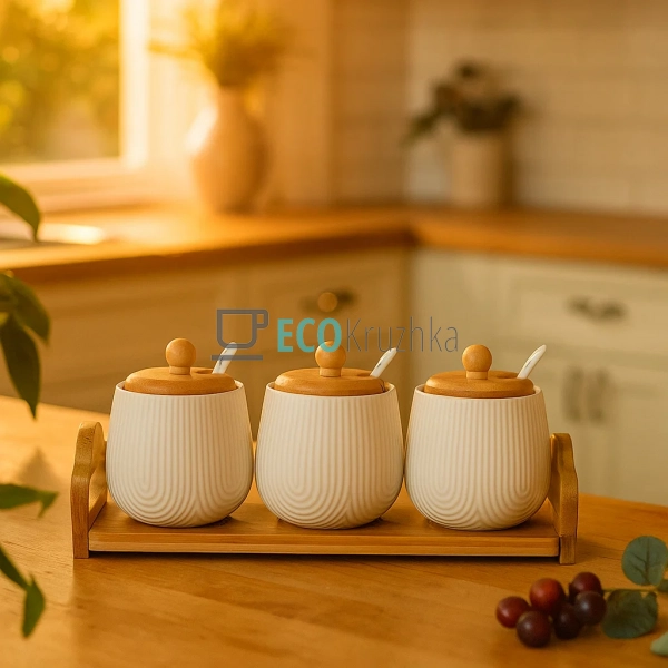 Набір банок із ложками (3 шт) 350мл для сипучих продукті ... Набір банок із ложками (3 шт) 350мл для сипучих продукті ...