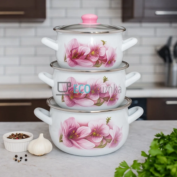 Набір із трьох емальованих кастрюль Interos EK5LA