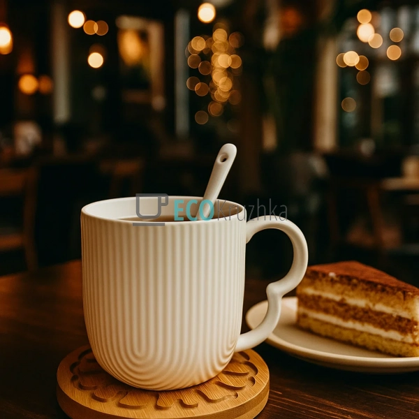 Набір чашок на бамбуковій підставці 300 мл Interos PJ034 ...