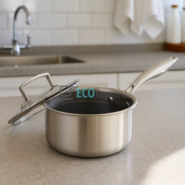 Ківш 1.5л нержавіючий професійний з кришкою 16x8.5 см Et ...