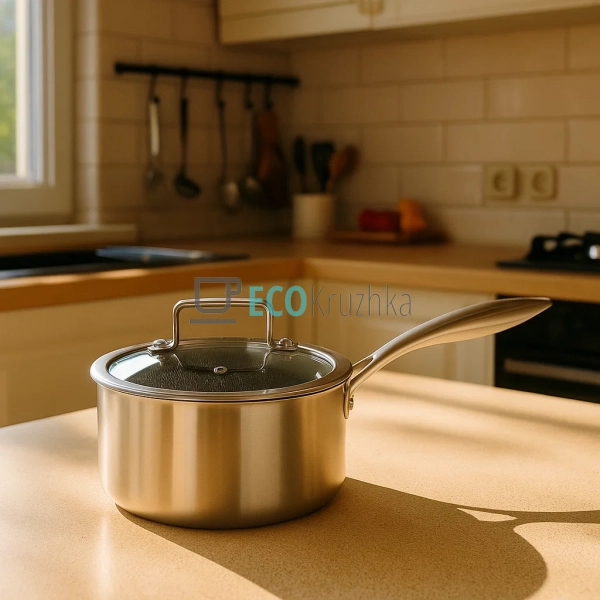 Ківш 1.5л нержавіючий професійний з кришкою 16x8.5 см Et ...