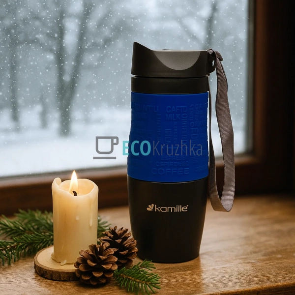 Термокружка Kamille 380 мл Синій EK5037