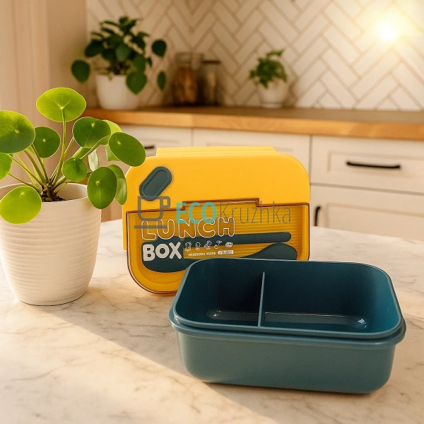 Ланч-бокс з приборами, трьохсекційний , 20х15х8 см, Пома ... Ланч-бокс з приборами, трьохсекційний , 20х15х8 см, Пома ...