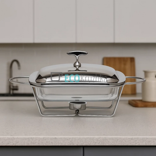 Марміт скляний 2 л зі нержавіючою кришкою та металевою п ...