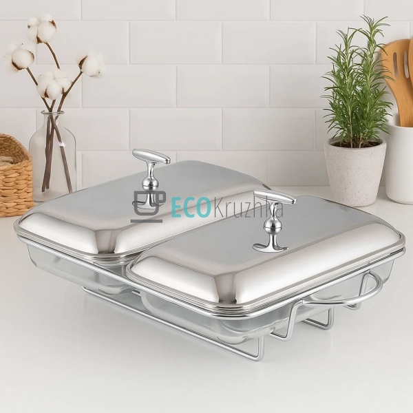 Марміт скляний 3.6л (2 x 1.8 л) зі нержавіючою кришкою т ...