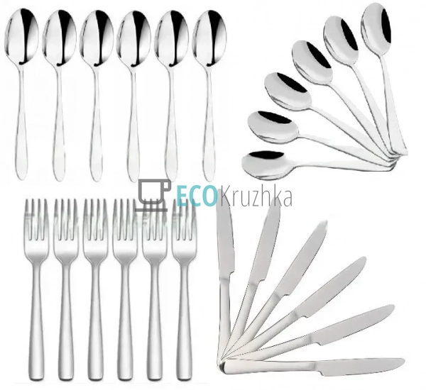 Набір столових приладів 24 шт. з нержавіючої сталі на 6 ... Набір столових приладів 24 шт. з нержавіючої сталі на 6 ...
