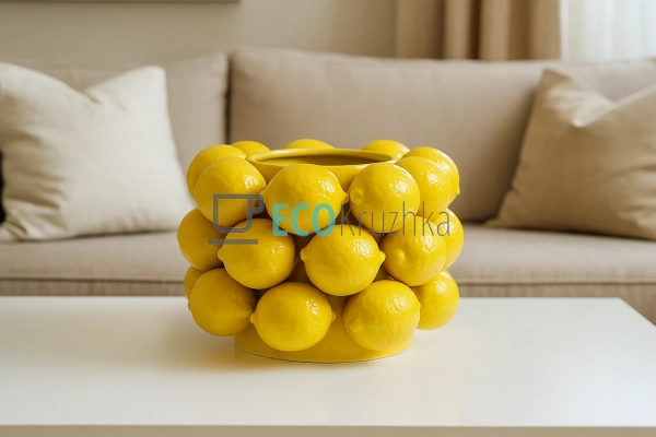 Ваза порцелянова Lemon (Лимон) Жовтий D25 х 17см (457-335)