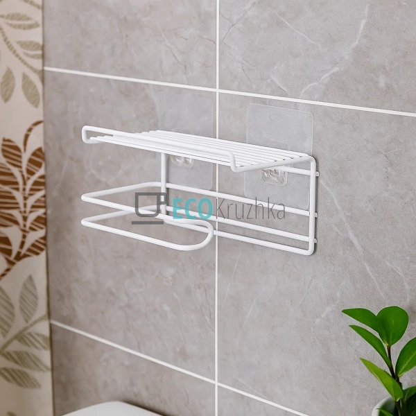 Полиця з тримачем настінна 20х10х9см Біла (JZ2382) Полиця з тримачем настінна 20х10х9см Біла (JZ2382)