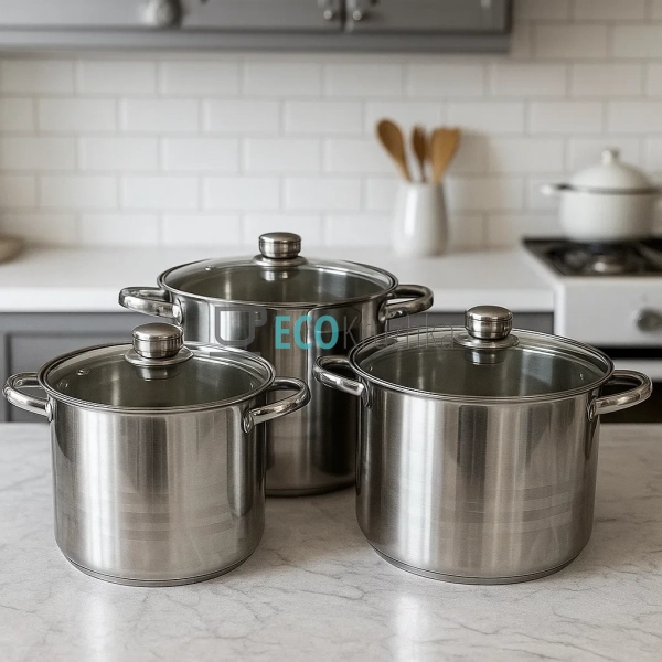 Набір каструль з нержавіючої сталі 6 предметів з кришкам ...