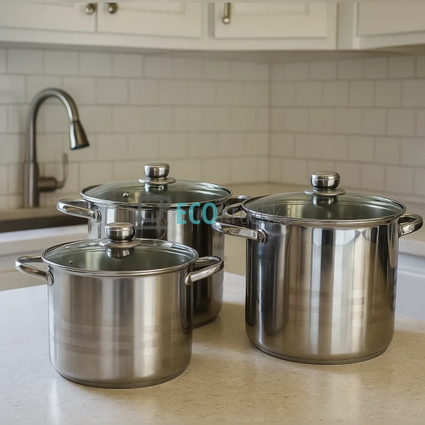 Набір каструль з нержавіючої сталі 6 предметів з кришкам ...