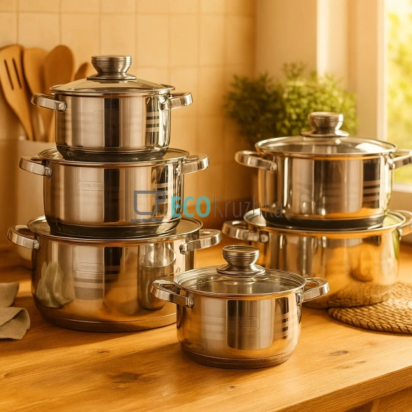 Набір посуду нержавіюча сталь 12 предметів Edenberg EB-4 ... Набір посуду нержавіюча сталь 12 предметів Edenberg EB-4 ...