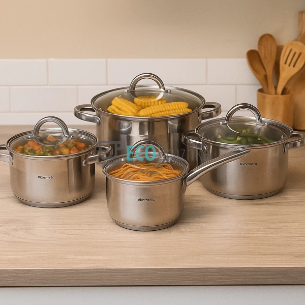 Набір посуду з нержавіючої сталі 8 предметів з кришками  ...