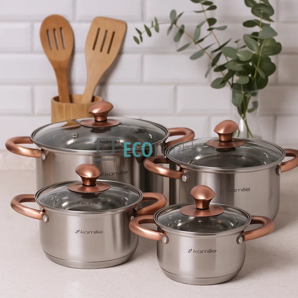 Набір каструль з нержавіючої сталі 8 предметів (1,5л, 2л ...