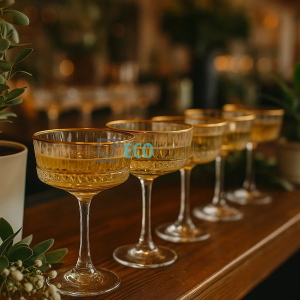 Набір 4 шт келихів для шампанського 260 мл Золотий обідо ... Набір 4 шт келихів для шампанського 260 мл Золотий обідо ...