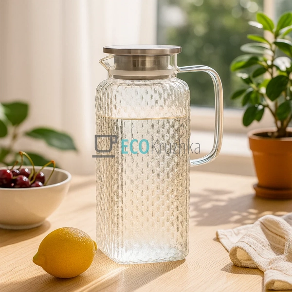 Глечик для води з кришкою 2л Прозорий Edenberg EB-19585 Глечик для води з кришкою 2л Прозорий Edenberg EB-19585