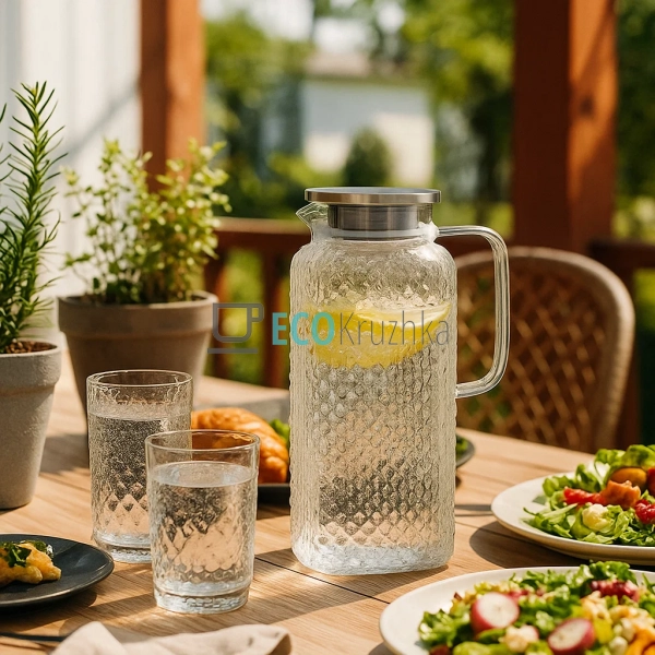 Глечик для води з кришкою 2л Прозорий Edenberg EB-19585 Глечик для води з кришкою 2л Прозорий Edenberg EB-19585