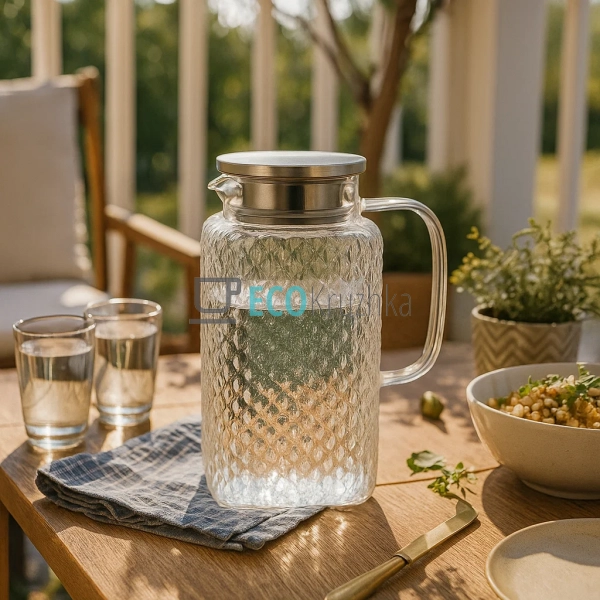 Глечик для води з кришкою 1.6л Прозорий Edenberg EB-1958 ... Глечик для води з кришкою 1.6л Прозорий Edenberg EB-1958 ...