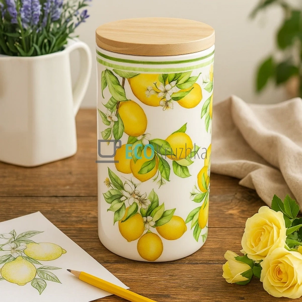 Порцелянова банка для зберігання 1 л Сицилійський лимон ... Порцелянова банка для зберігання 1 л Сицилійський лимон ...