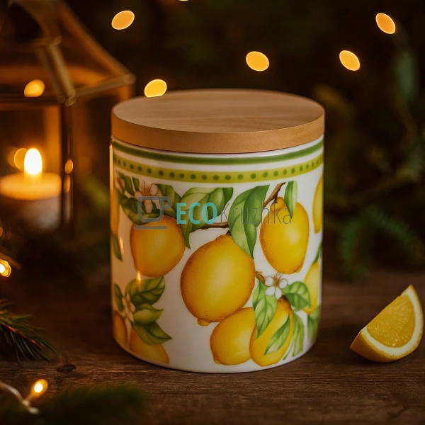 Порцелянова банка 460 мл Сицилійський лимон — баночка з ... Порцелянова банка 460 мл Сицилійський лимон — баночка з ...