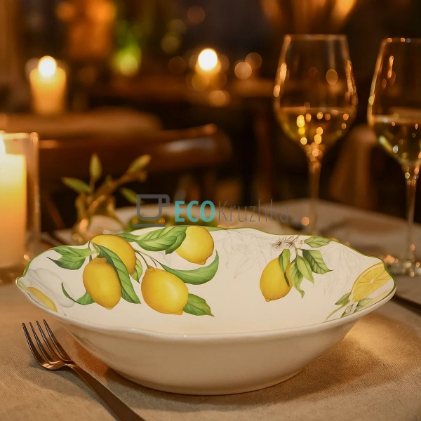 Порцеляновий салатник 1 л Сицилійський лимон — миска для ... Порцеляновий салатник 1 л Сицилійський лимон — миска для ...