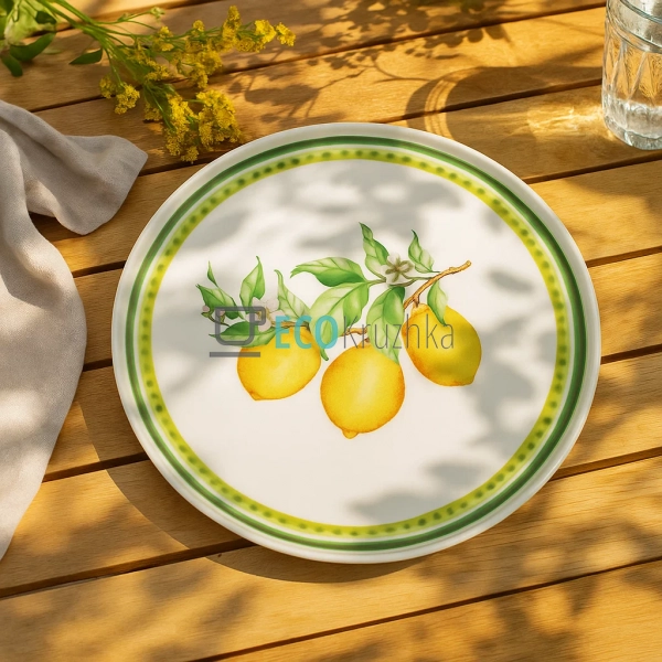 Порцелянова обідня тарілка 25 см Сицилійський лимон — кр ... Порцелянова обідня тарілка 25 см Сицилійський лимон — кр ...