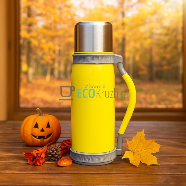 Термос Kamille 1200мл з нержавіючої сталі Жовтий Kamille ... Термос Kamille 1200мл з нержавіючої сталі Жовтий Kamille ...