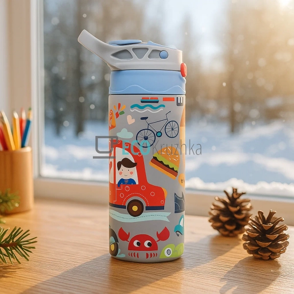 Термос дитячий поїлка з трубочкою 300 мл Сірий (MT-3453F ... Термос дитячий поїлка з трубочкою 300 мл Сірий (MT-3453F ...