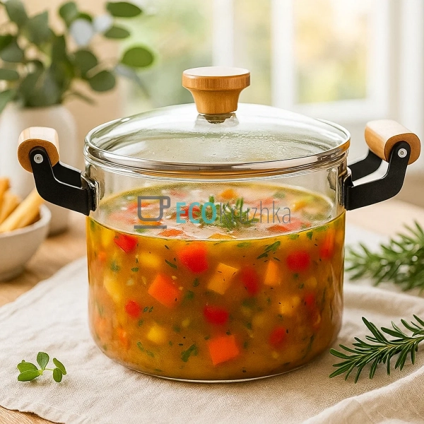 Жароміцна скляна каструля з кришкою, 5 літрів HO_PE (888 ...